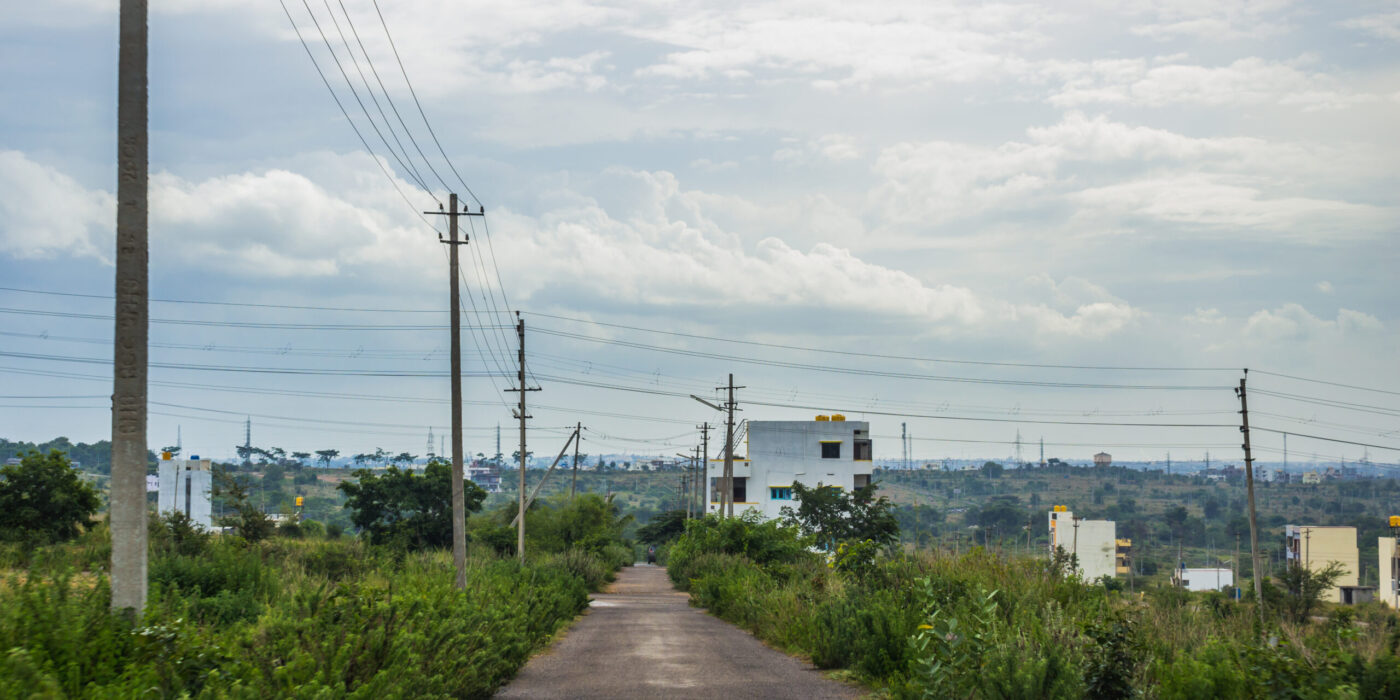Road leading to a city